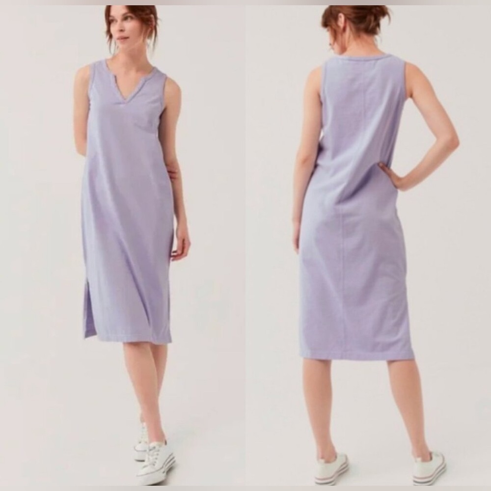 NWT Pact Wisteria Vintage Notch Neck 100% Organic Dress - Women’s Size Small